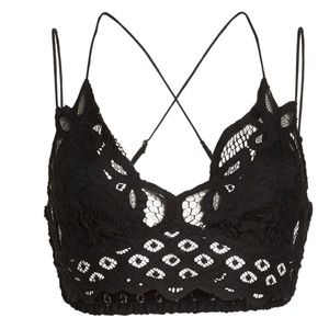 Free People Black Lace Top